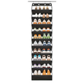 10 Tier Over the Door Foldable Shoe Organiser Black Holds 20 Pairs