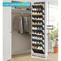 10 Tier Over the Door Foldable Shoe Organiser Black Holds 20 Pairs
