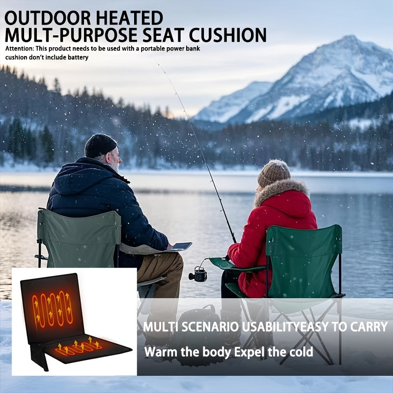 Premium Portable Heated Foldable Seat Cushion – Black USB Powered