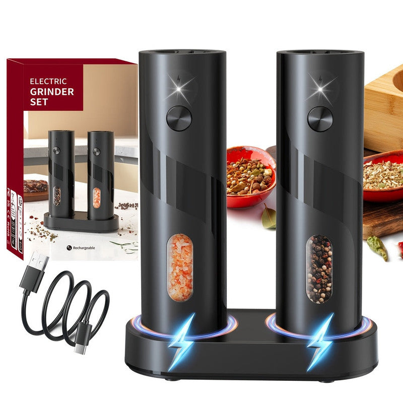 Premium Electric Salt & Pepper Grinder Set – 2 Pieces with Charging Base