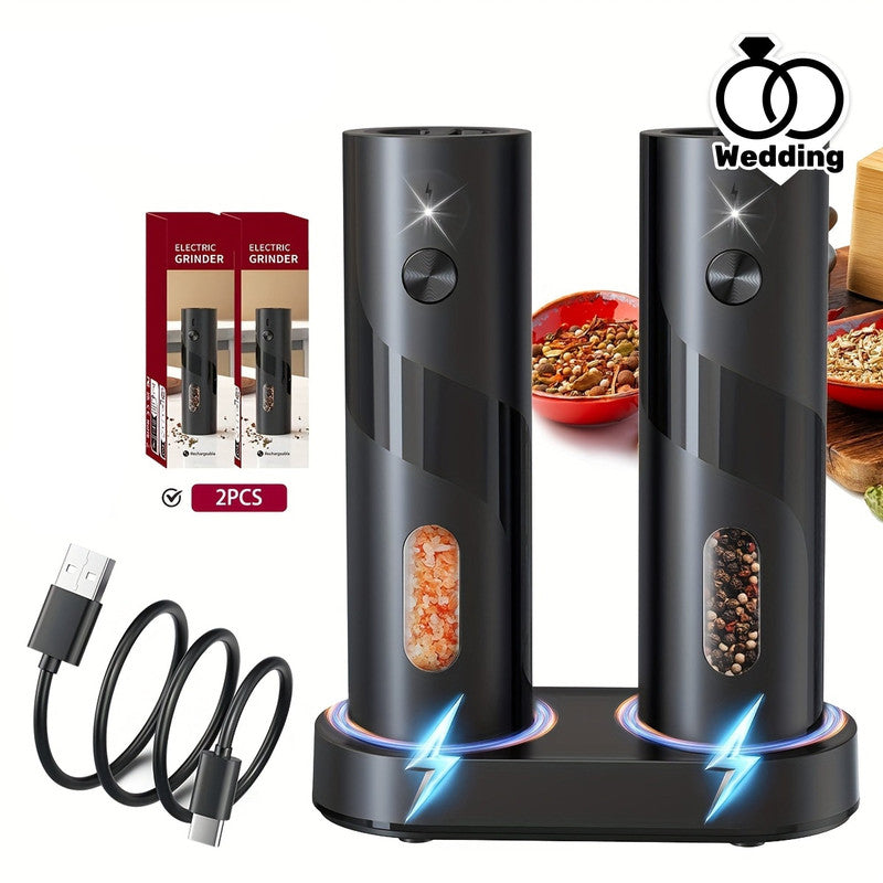 Premium Electric Salt & Pepper Grinder Set – 2 Pieces with Charging Base