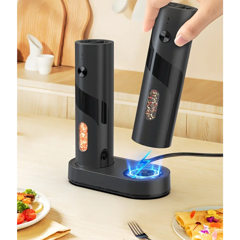 Premium Electric Salt & Pepper Grinder Set – 2 Pieces with Charging Base