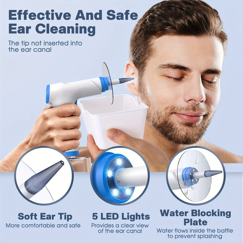 Sky Blue Electric Ear Irrigation System Kit with 10 Nozzles and USB Charging