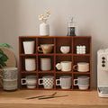 Premium Wood Storage Box & Cup Organiser – Brown 8 Compartment Holder
