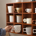 Premium Wood Storage Box & Cup Organiser – Brown 8 Compartment Holder