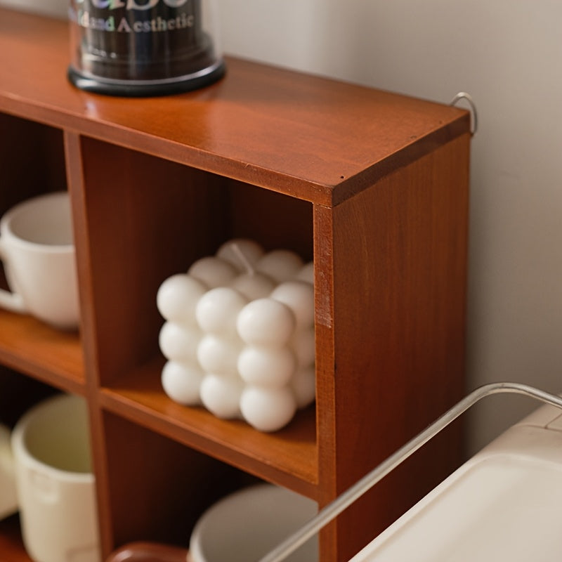 Premium Wood Storage Box & Cup Organiser – Brown 8 Compartment Holder