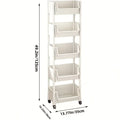 5 Tier Mobile Bookshelf Office Cart Light Beige Rolling Storage Organiser