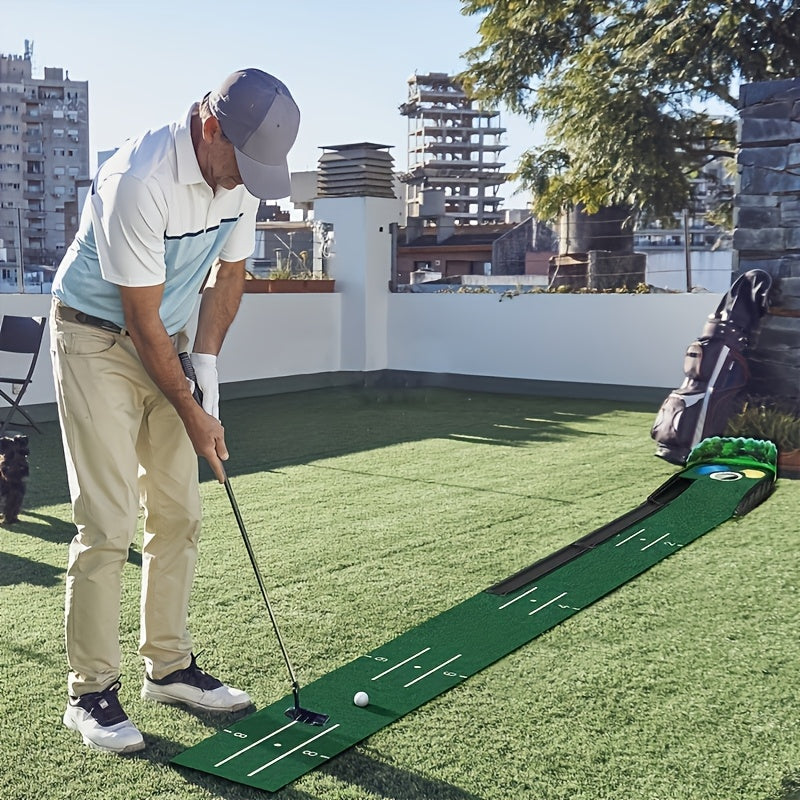 Premium Green Golf Putting Mat with Automatic Ball Return - 275cm