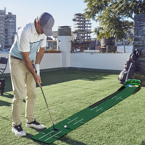 Premium Green Golf Putting Mat with Automatic Ball Return - 275cm