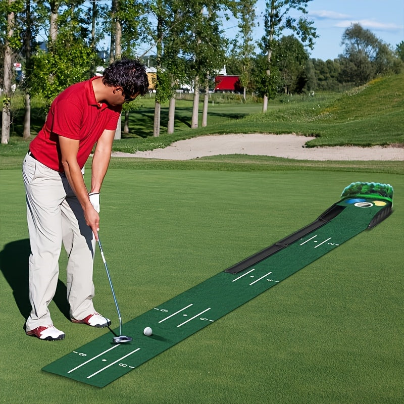 Premium Green Golf Putting Mat with Automatic Ball Return - 275cm