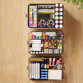 Premium 5-Layer Craft & Sewing Tool Storage Box – Beige with Carry Handle