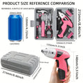 Premium Cordless Electric Screwdriver Tool Set with USB Charging - Pink 3.6V