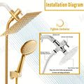 Golden Rainfall Shower Head and Handheld Combo Set with 3 Way Diverter