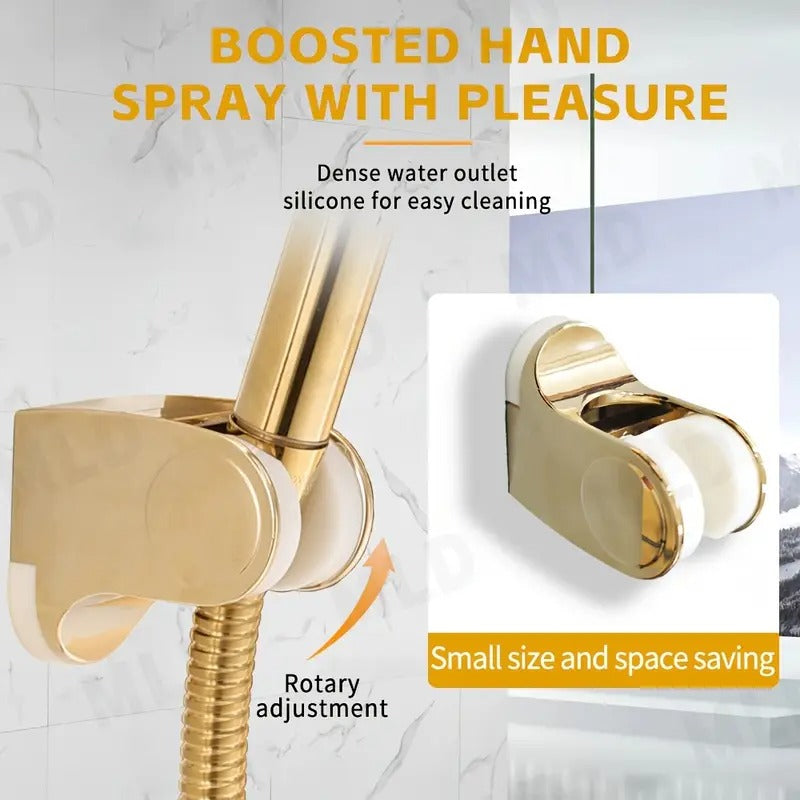 Golden Rainfall Shower Head and Handheld Combo Set with 3 Way Diverter