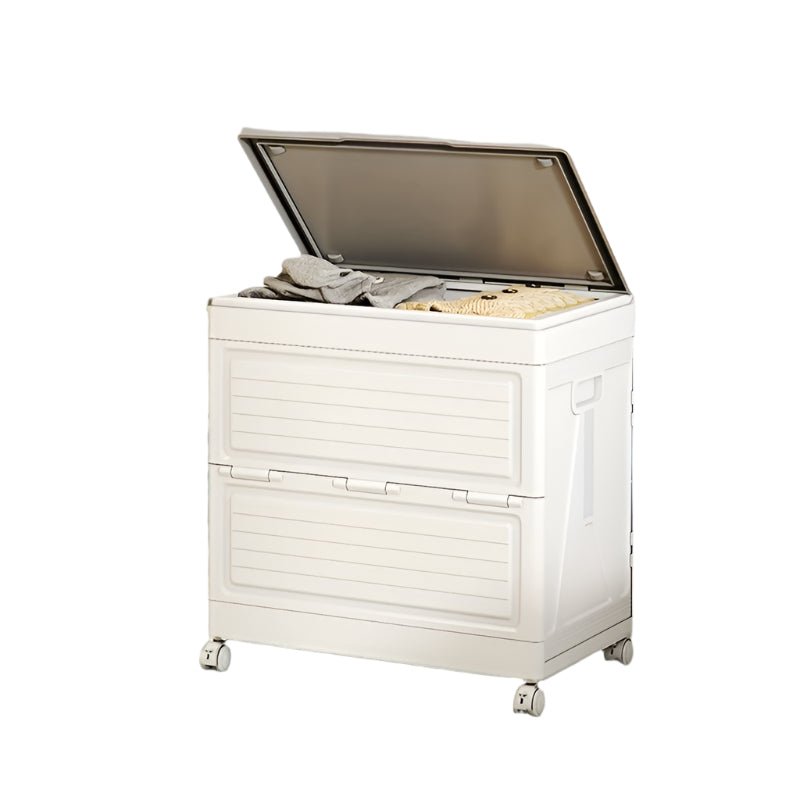 Premium Outdoor Foldable Storage Box – White 42 Gallons with Wheels