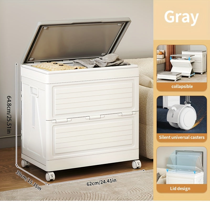 Premium Outdoor Foldable Storage Box – White 42 Gallons with Wheels