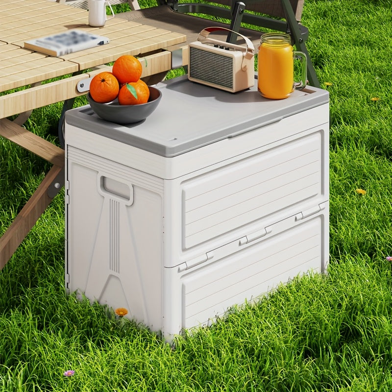 Premium Outdoor Foldable Storage Box – White 42 Gallons with Wheels
