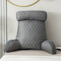 Premium Cool Latex Reading Pillow – Grey Backrest with Armrests & Pockets