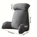 Premium Cool Latex Reading Pillow – Grey Backrest with Armrests & Pockets