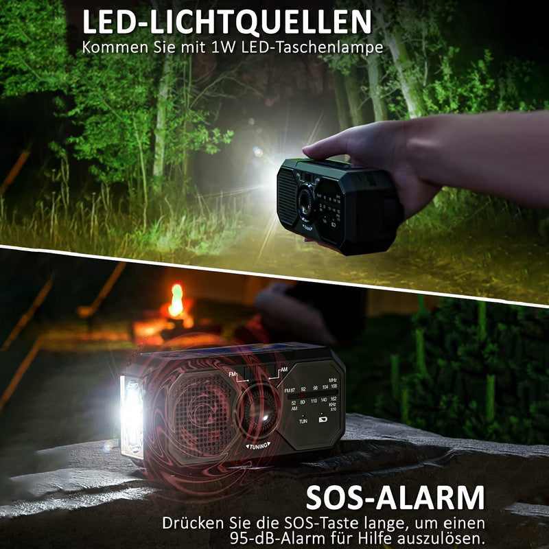 Premium Black 1200mAh Emergency Solar Hand Crank Radio