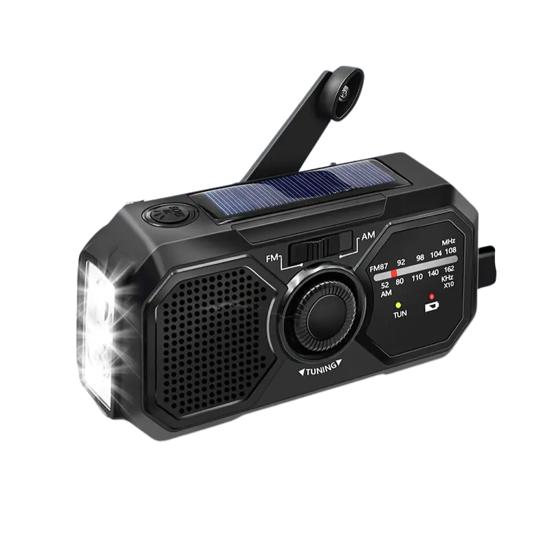 Premium Black 1200mAh Emergency Solar Hand Crank Radio