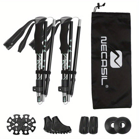 Premium Aluminium Trekking Poles for Hiking - Black, 2 Pack