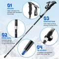 Premium Aluminium Trekking Poles for Hiking - Black, 2 Pack