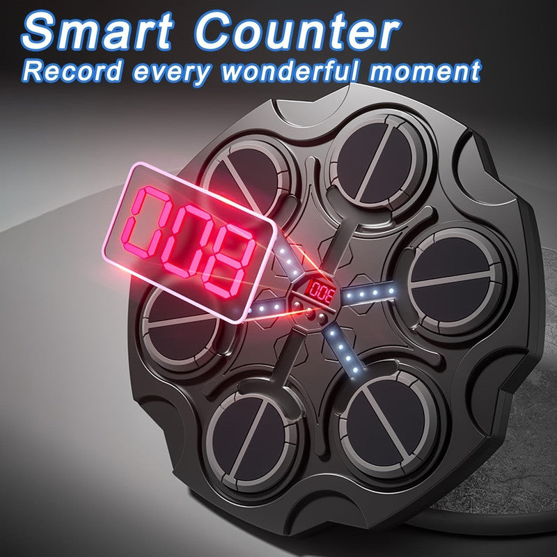 Premium Black Wall-Mounted Smart Boxing Game with LED Targets & Gloves
