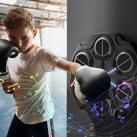 Premium Black Wall-Mounted Smart Boxing Game with LED Targets & Gloves