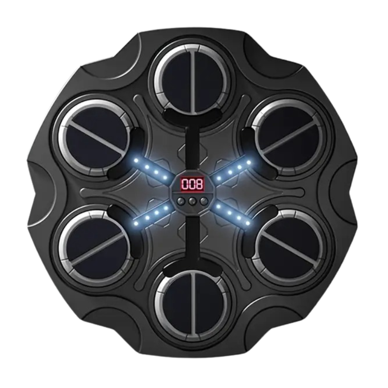 Premium Black Wall-Mounted Smart Boxing Game with LED Targets & Gloves
