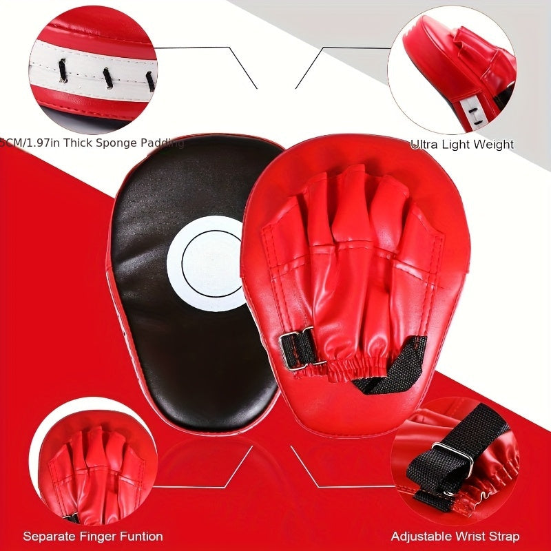 Premium Red Curved Boxing Pads Set for Martial Arts - 4pcs