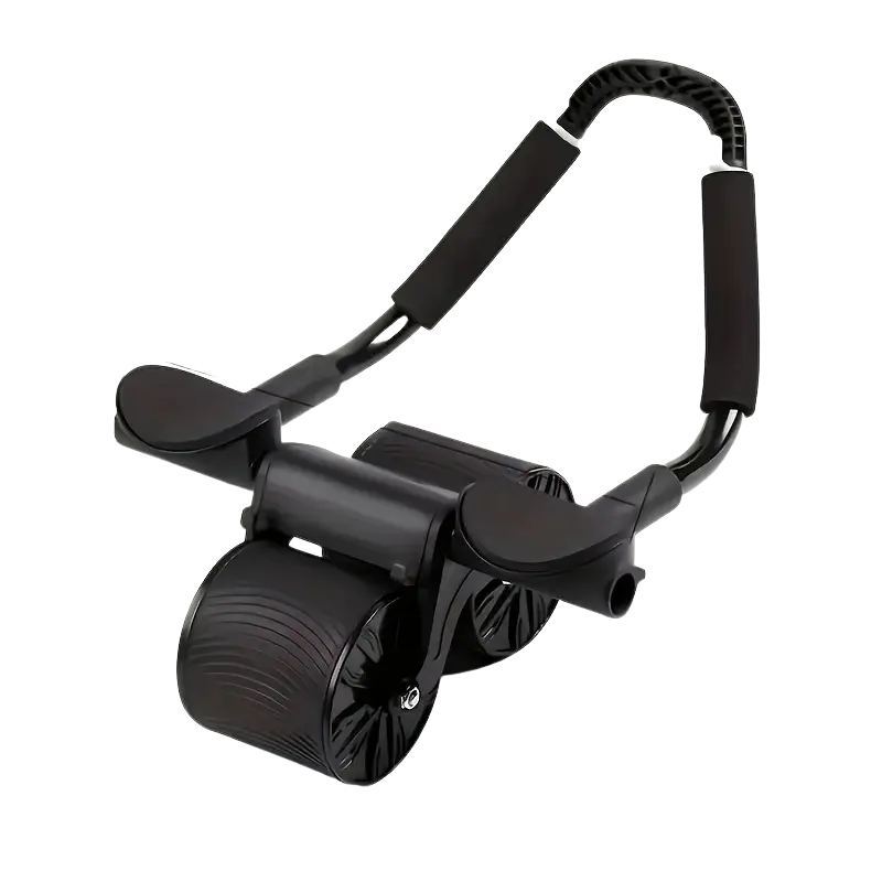 Premium Black Automatic Rebound Ab Roller with Elbow Pads