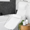 White Full Body Bathtub Pillow 123x40cm Quick Dry Bath Cushion with 11 Suction Cups