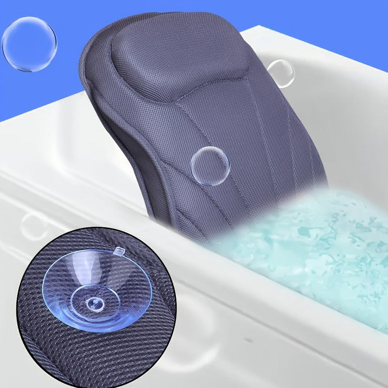 Grey Full Body Bathtub Mat Pillow with 12 Suction Cups and Quick Dry Fabric