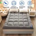 Luxury King Pillowtop Mattress Topper Pad Protector Grey 1000GSM