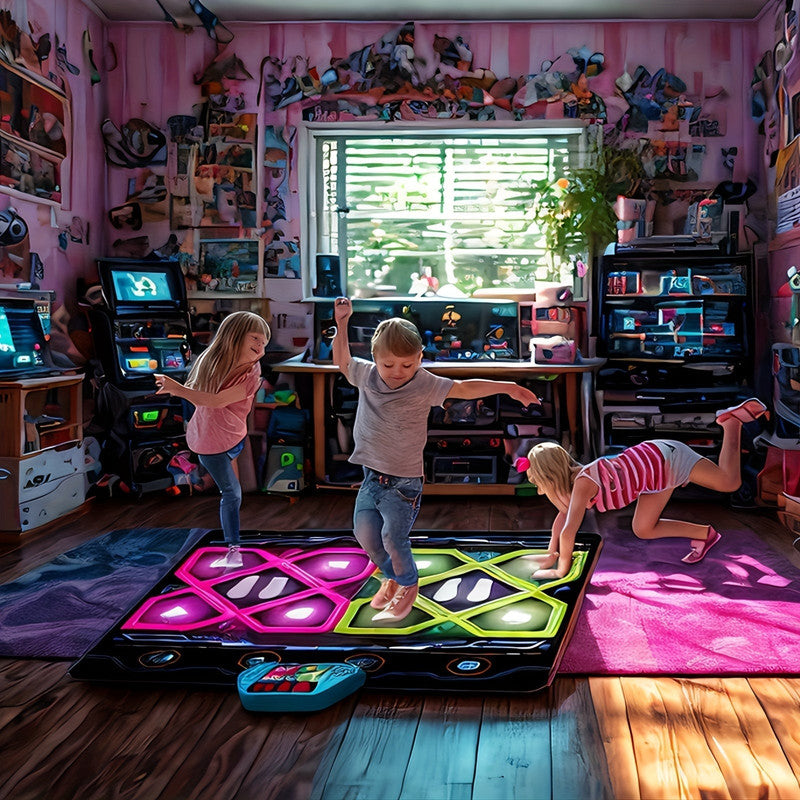 Premium Double LED Dance Pad Rhythm Game Mat 105x90cm with Music and Lights