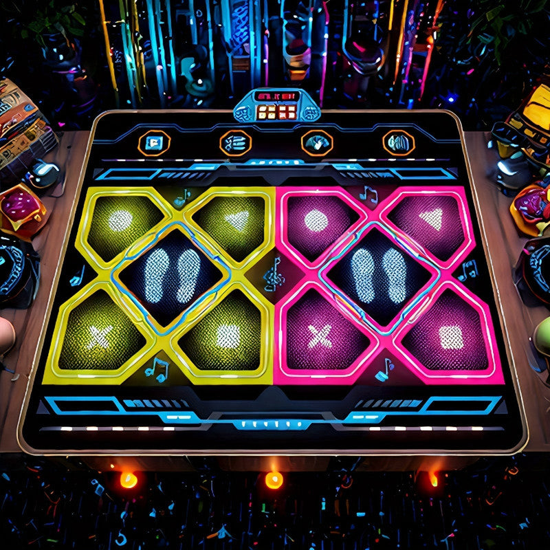 Premium Double LED Dance Pad Rhythm Game Mat 105x90cm with Music and Lights