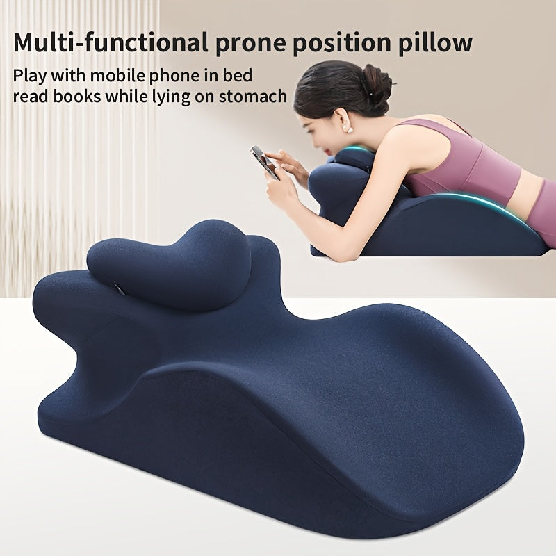 Premium Ergonomic Bed Pillow – Navy Blue Memory Foam with Detachable Headrest