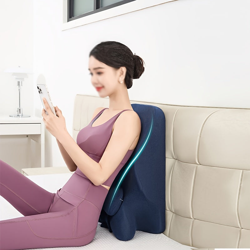 Premium Ergonomic Bed Pillow – Navy Blue Memory Foam with Detachable Headrest