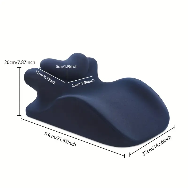 Premium Ergonomic Bed Pillow – Navy Blue Memory Foam with Detachable Headrest