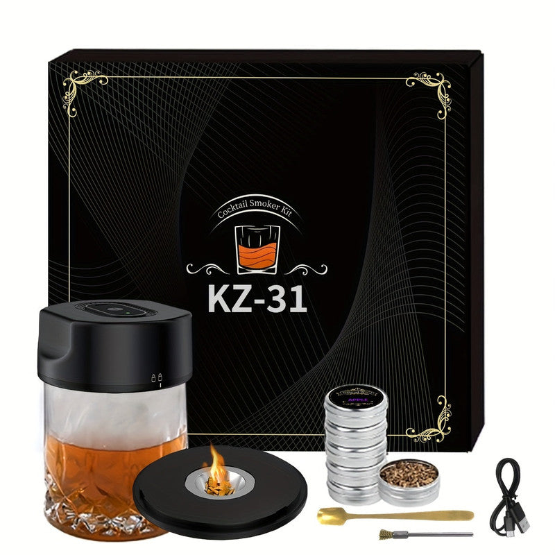 Premium Automatic Electric Whiskey Smoker Gift Set – USB Rechargeable with Wood Chips