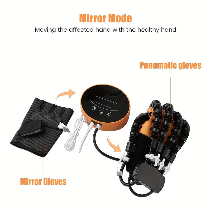 Auto Hand Training Robot Glove XXL Right Hand Black Orange Rehabilitation Aid