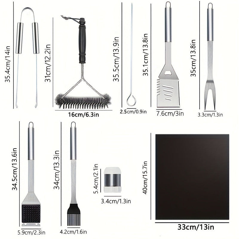 Premium 17 Piece Stainless Steel BBQ Grill Accessories Set