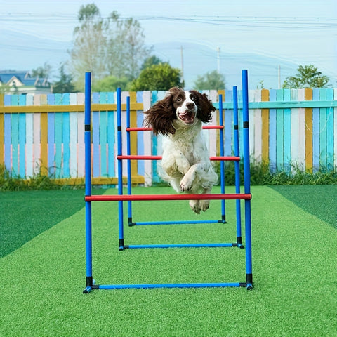 Premium Dog Agility Training Set with Adjustable PVC Poles