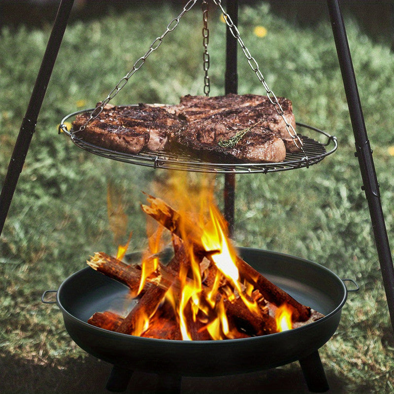 Premium Outdoor Metal Fire Pit Bowl – 58cm Round Iron Bowl with Handles & Legs
