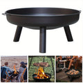 Premium Outdoor Metal Fire Pit Bowl – 58cm Round Iron Bowl with Handles & Legs