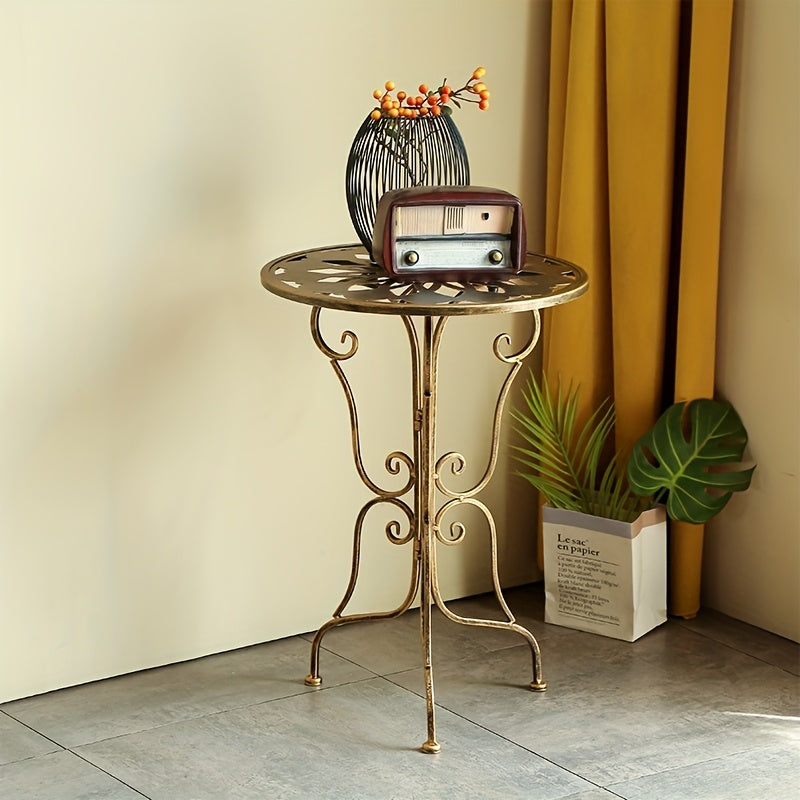 Vintage Black Metal Scrollwork Side Table 40x40x56cm