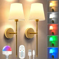 Premium Battery Wall Sconces – Set of 2, Remote Control with 9 Colour Modes