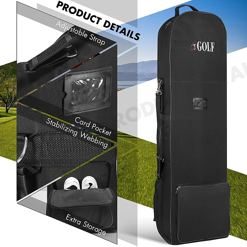 Premium Black Golf Travel Bag with Wheels - 128cm