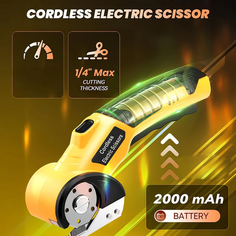 Premium Cordless Electric Fabric Cutter with USB Charging - Yellow